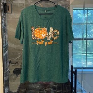 Green 'Love Fall Y'all' Graphic T-Shirt